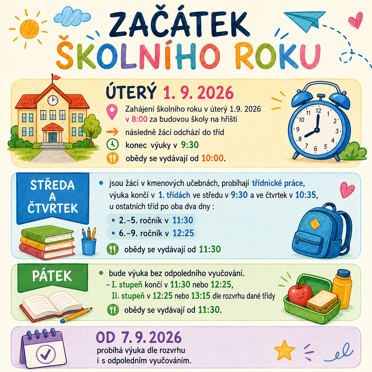 Organizace začátku škol. roku 2026-27